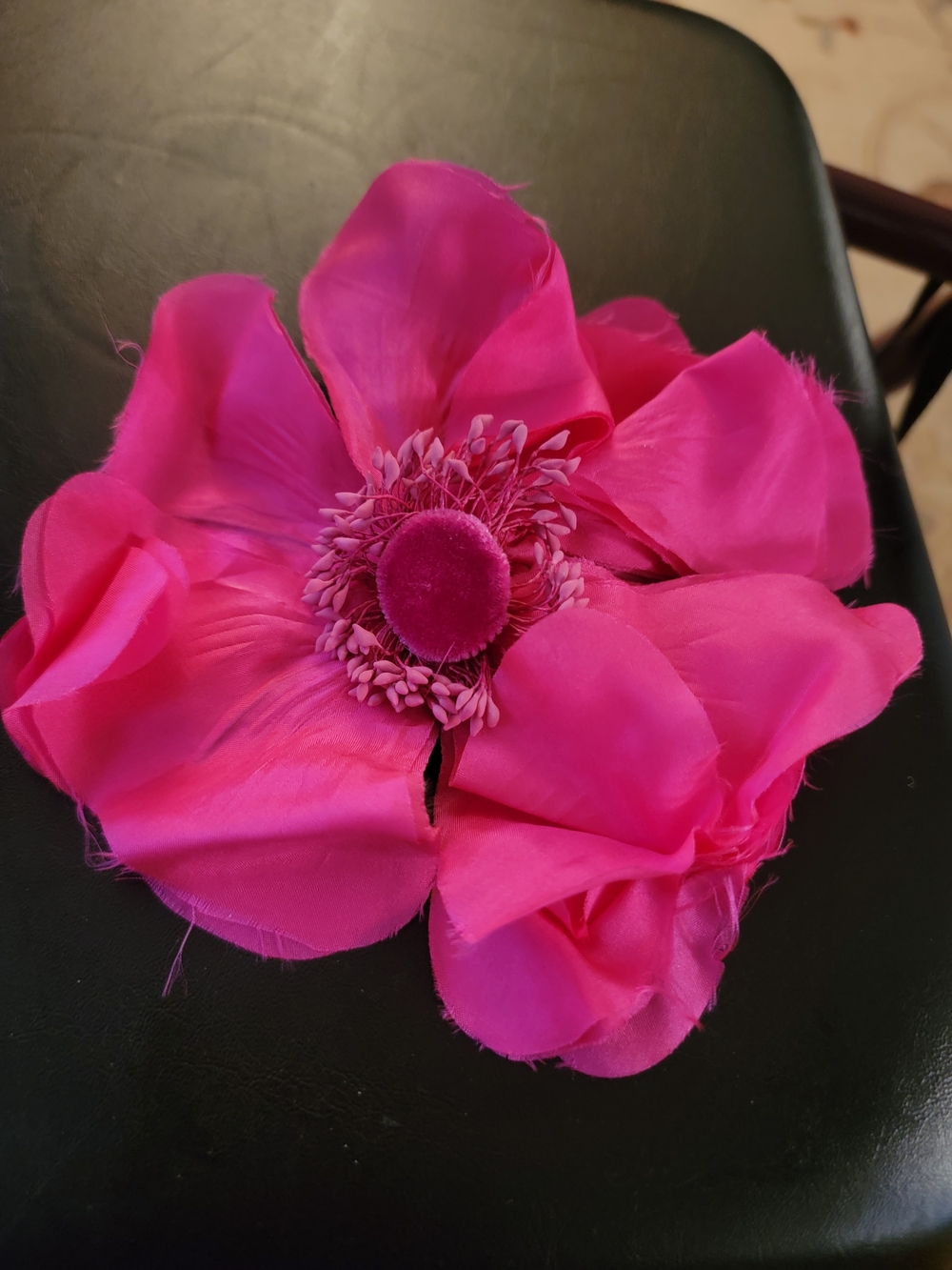 Bright Pink Fabric Flower Hair Pin Women's Accessory